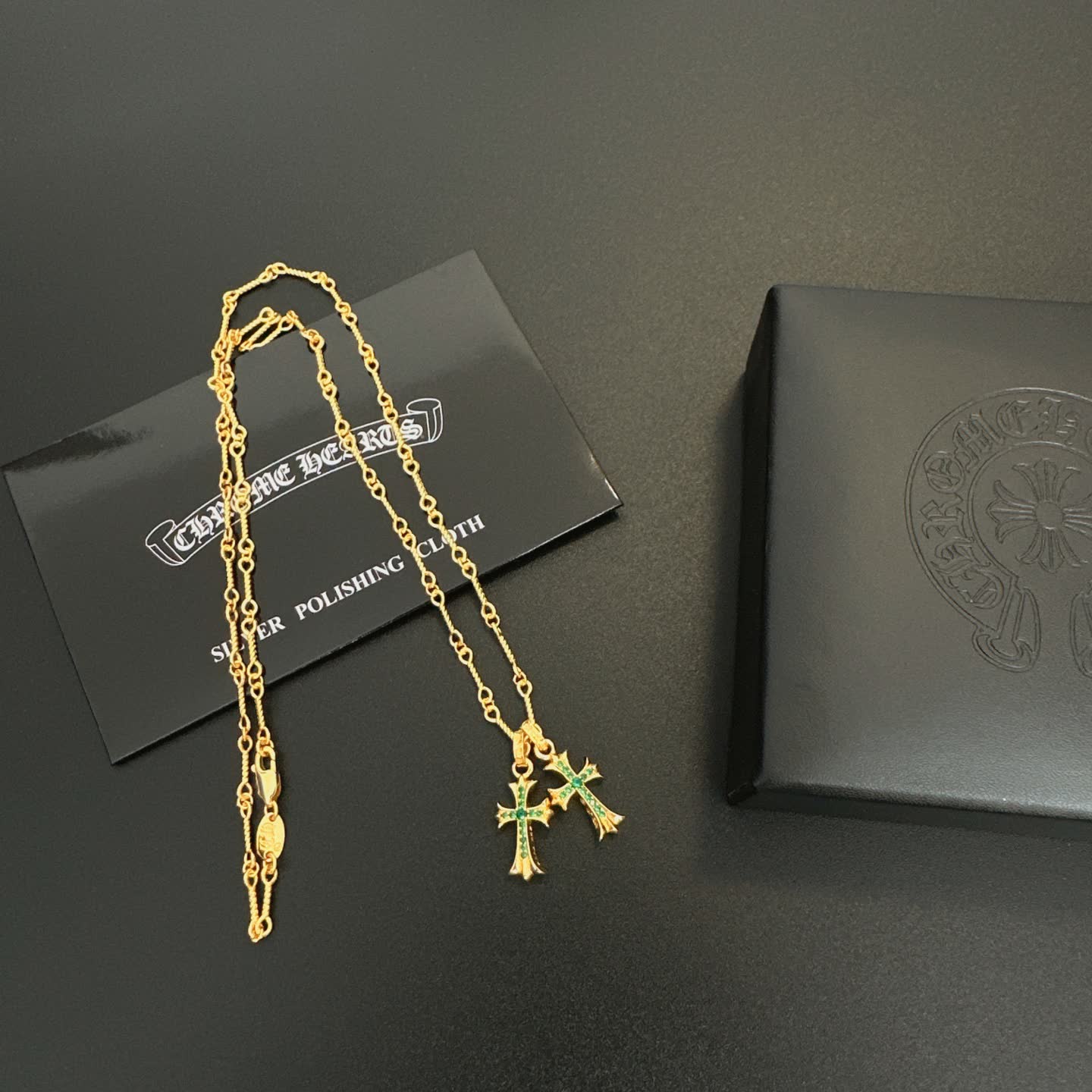 Chrome Hearts Chrone Designs Gold-Plated Cross Pendant Necklace